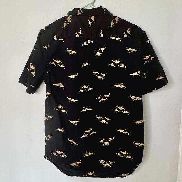 Small Brachiosaurus Dinosaur Black Button Down Shirt Old Navy - Picture 6 of 7